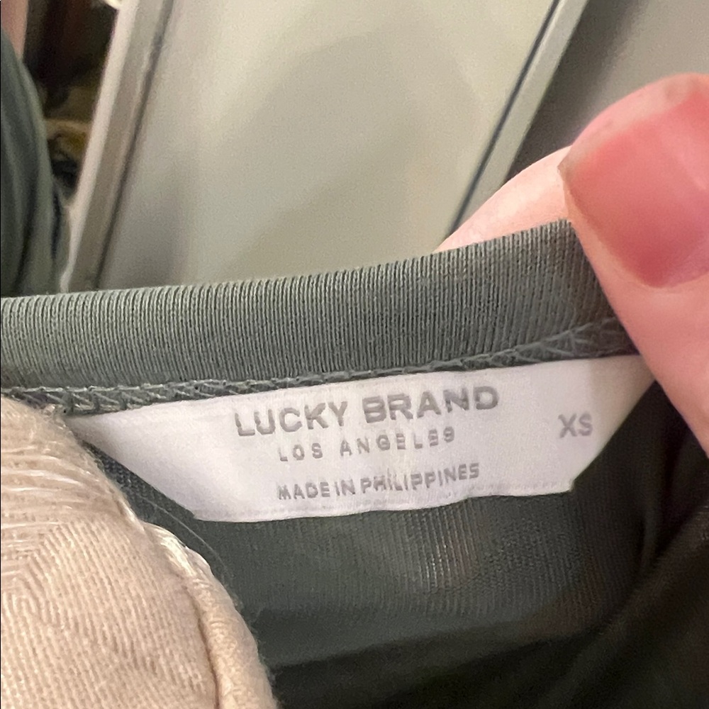 Lucky Brand Sage Green Short Sleeve Scoop Neck Tee - Picture 2 of 5
